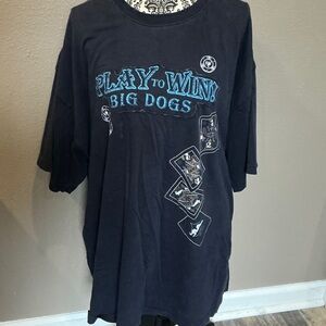 Big Dogs Black Vintage Tee with Blue Graphics Size Large